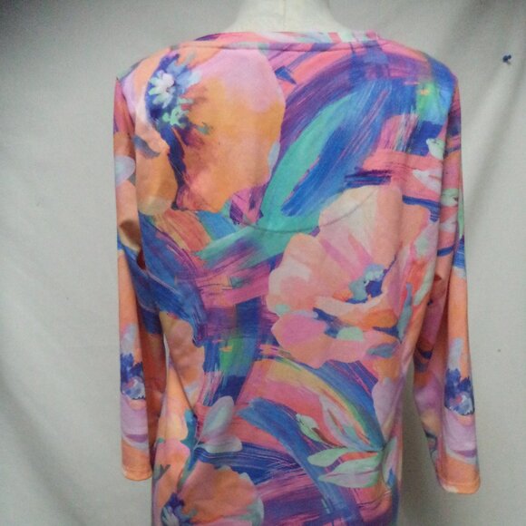 Soft Surroundings Felisa knit Floral tunic top blouse V-neck Size Sz Large Lg L - Picture 8 of 13